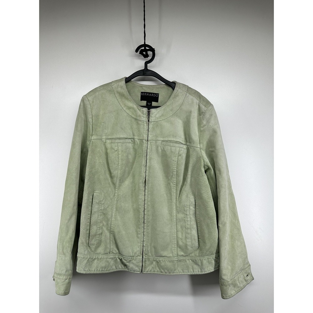 Bernardo Women Acqua Green Genuine Leather Jacket Suede Size XL Gorgeous!